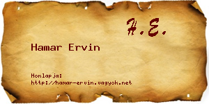 Hamar Ervin névjegykártya