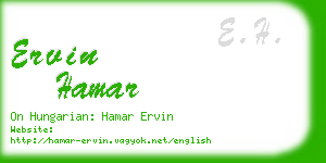 ervin hamar business card